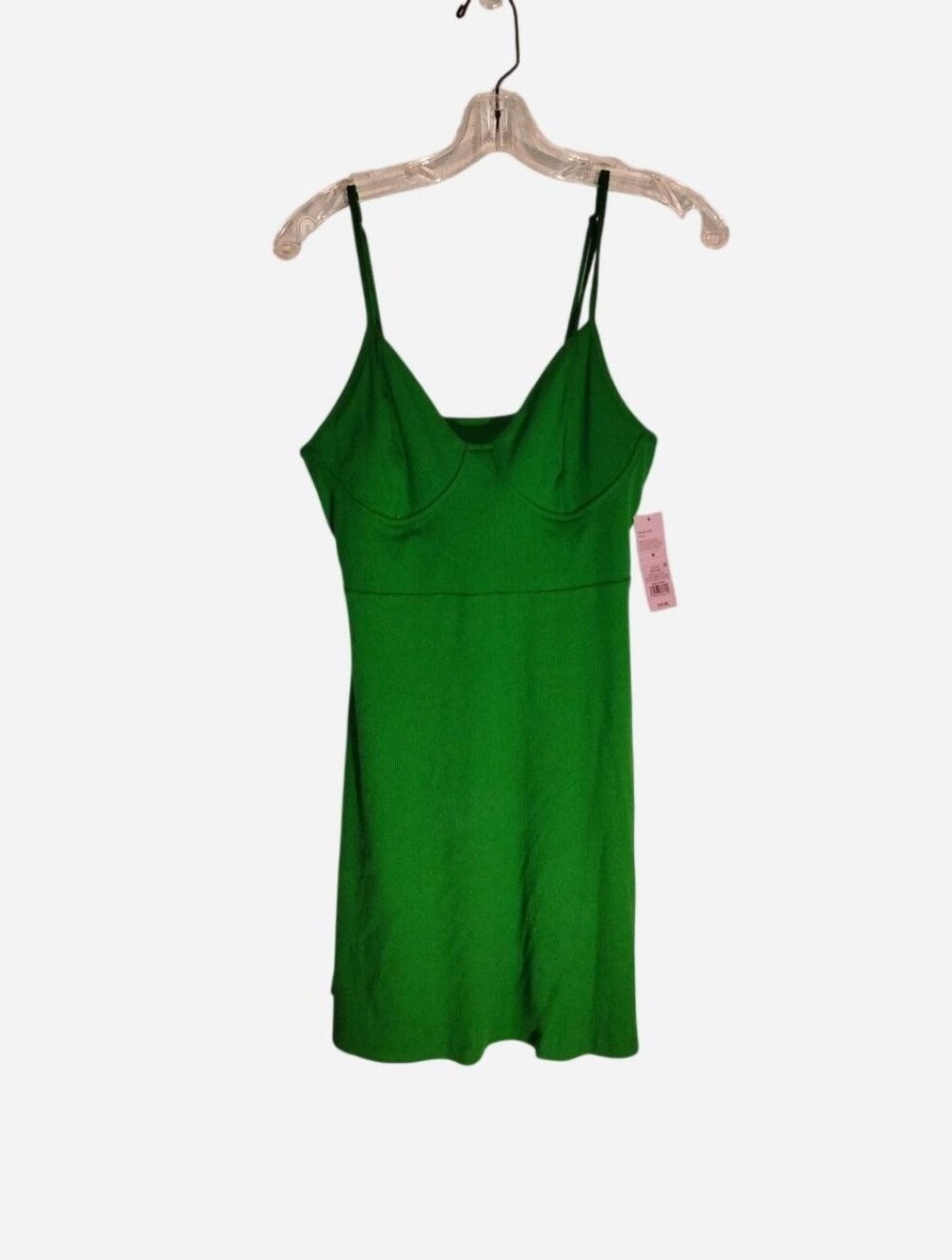 Kelly Green Ribbed Knit Corset-Style Mini Dress Size M - NWT